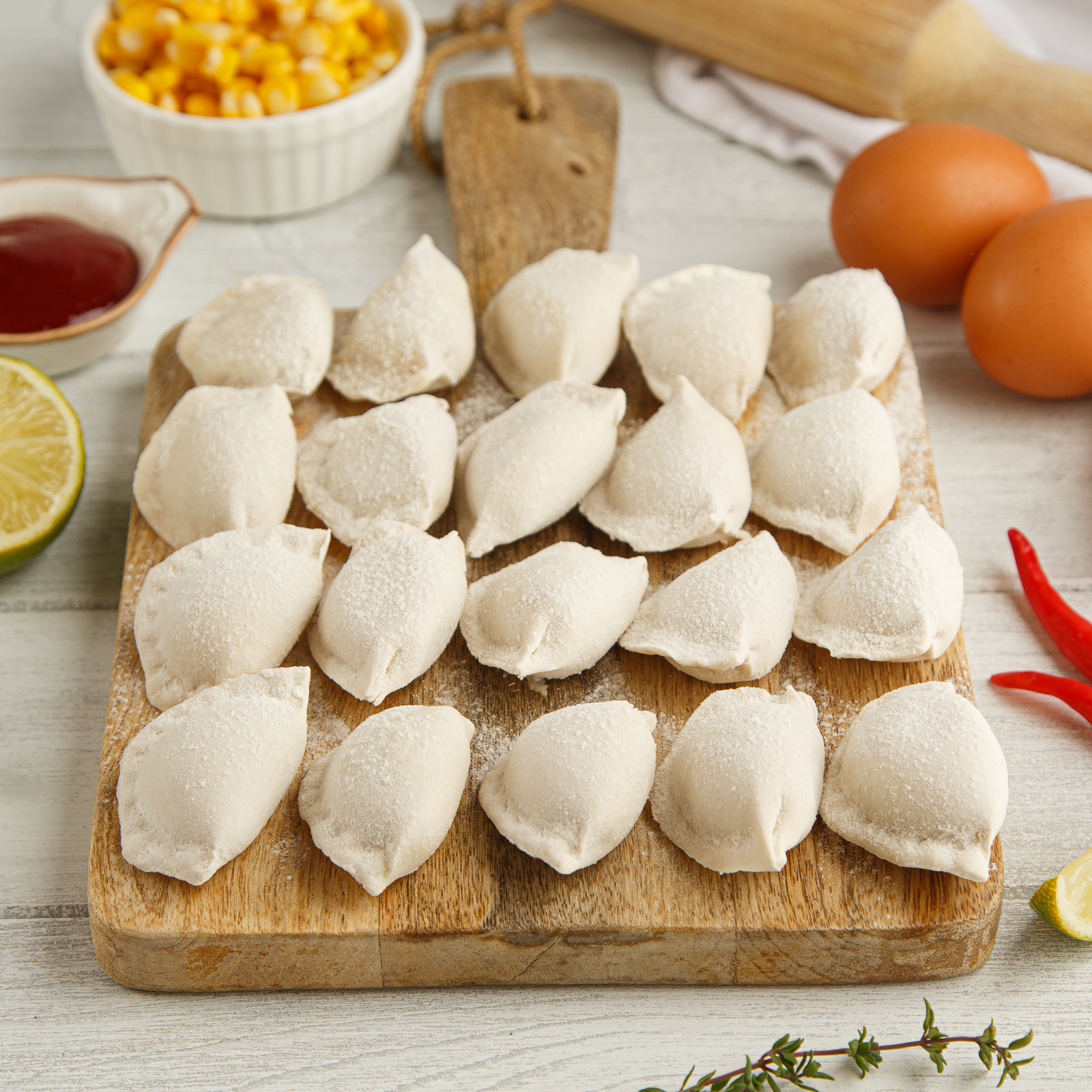 Пельмени постные из кальмара