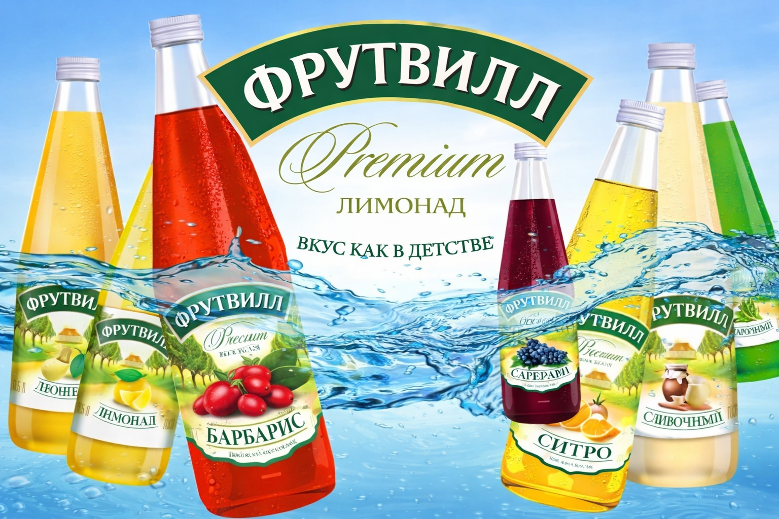 Лимонады Фрутвилл оптом для HoReCa — стекло 0,5 л | натуральные вкусы