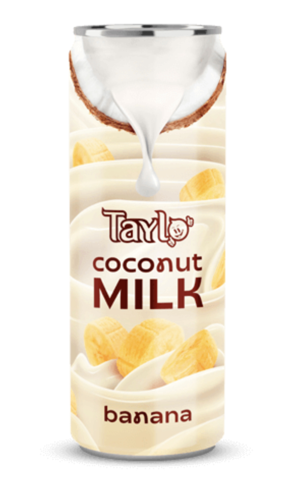 Напиток кокосовое молоко со вкусом банана «TAYLO coconut milk Banana» 250 мл.